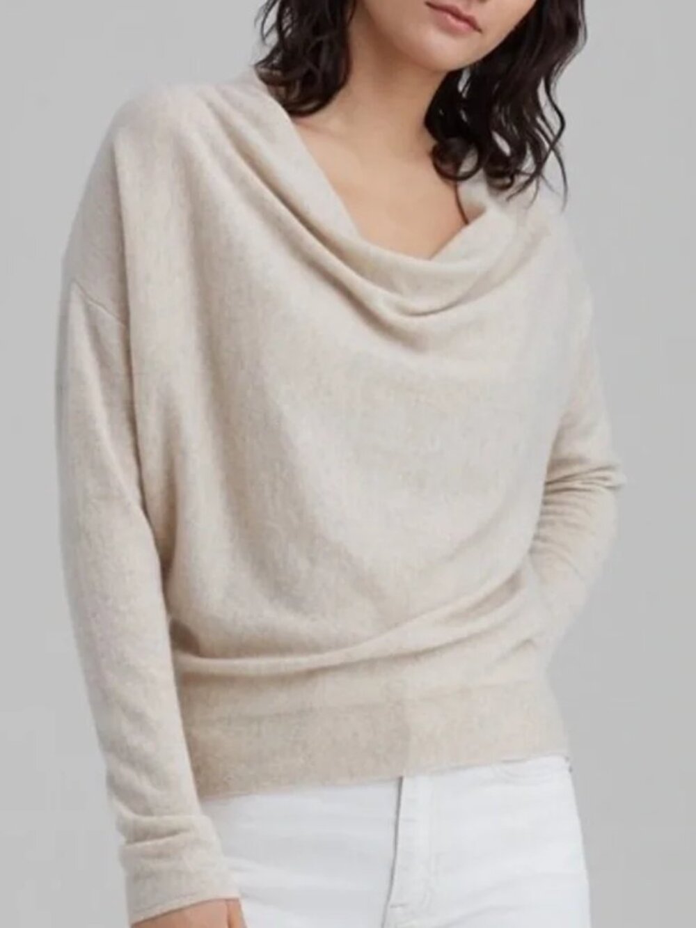 Club Monaco Cowl Cashmere Sweater (Cream)